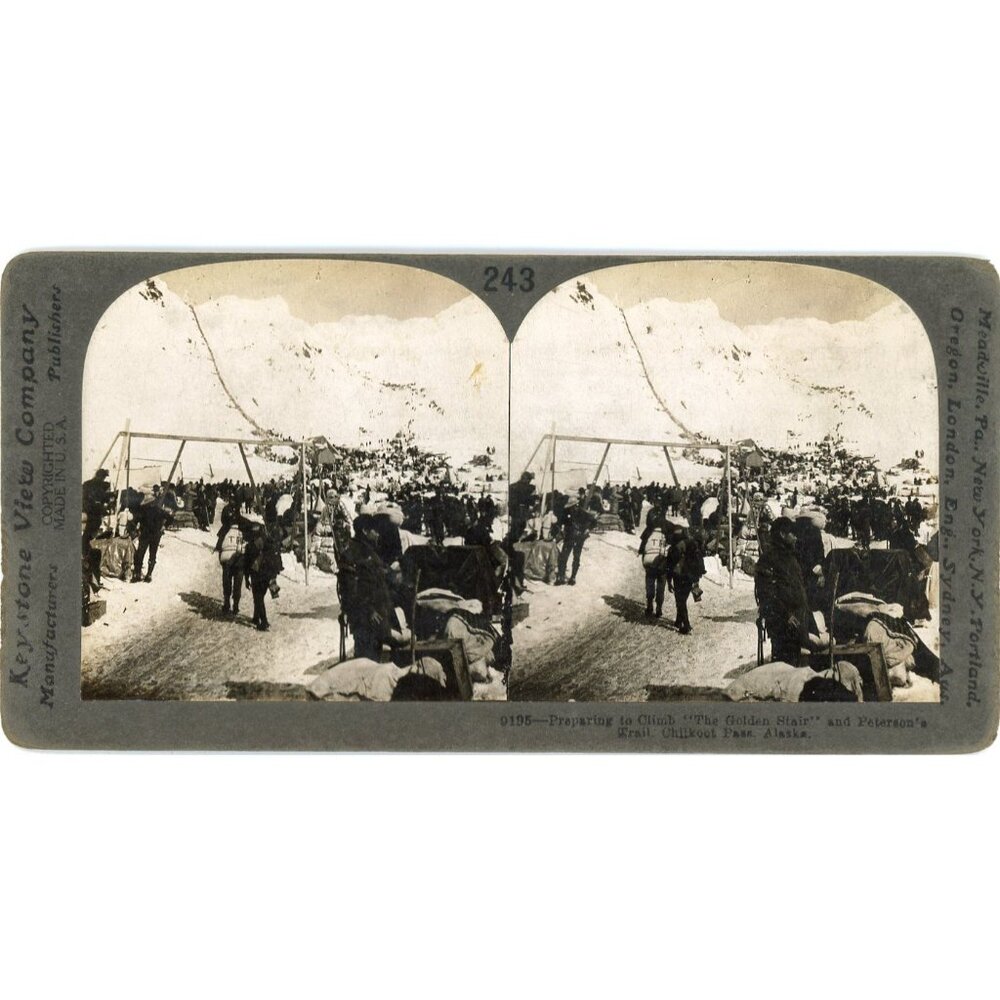 Keystone View Co. Alaska Gold Rush Stereoview Card Chilkoot Pass 1900s #4